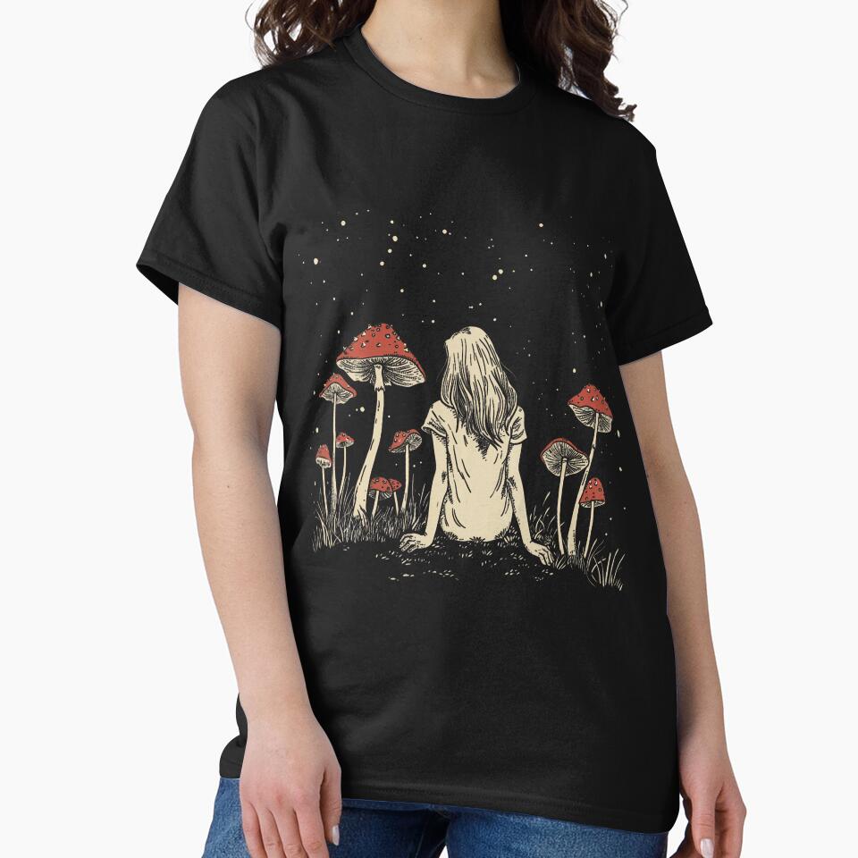 Mushroom Forest Girl Fairycore Vintage Cottagecore Aesthetic by KristenSophie