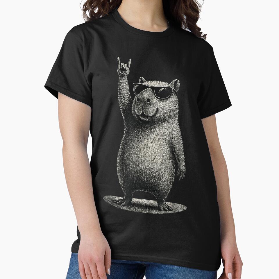 Retro Capybara Rock Music Gift Men Kids Women Funny Capybara Art for Men Women Kids , Capybara Gift Lover by DZIRI NAJAT