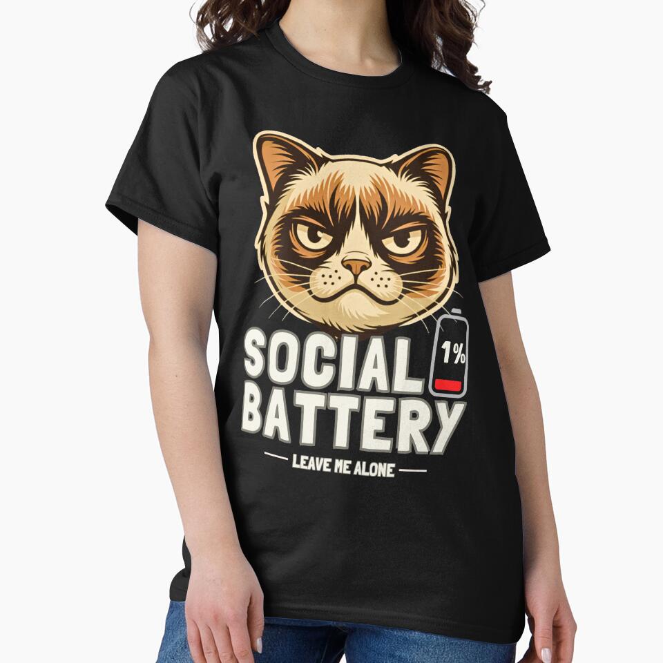 Low Social Battery Cat Design by AdicretorDesign
