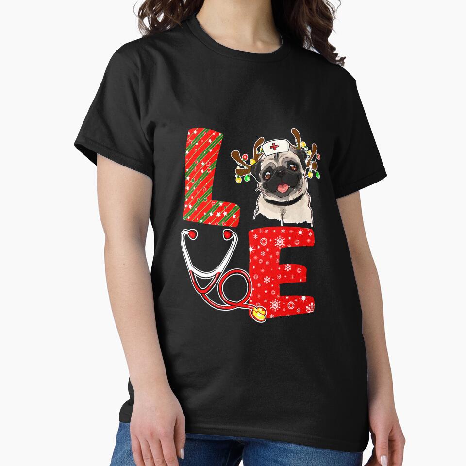 Christmas Nurse Love Pug Lover Santa by frank3826