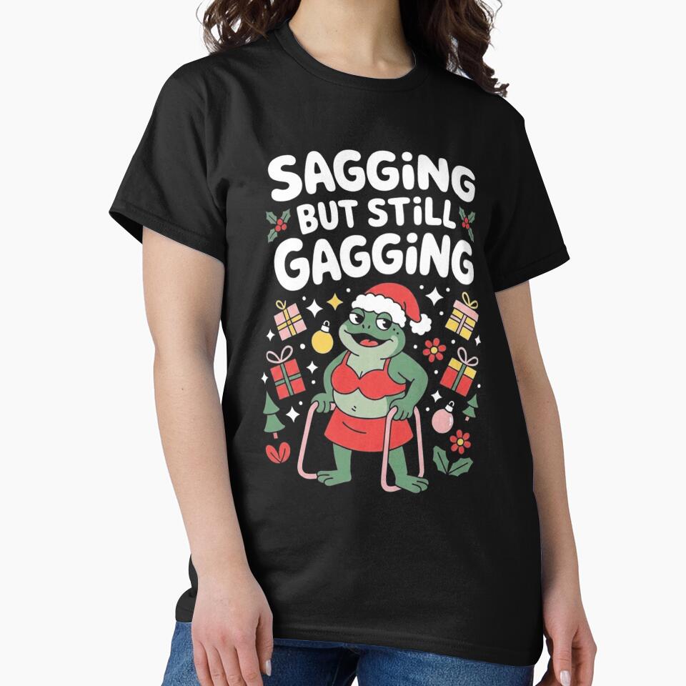 Funny Sagging but Still Gagging Christmas Frog Grandma by MiALopezArt