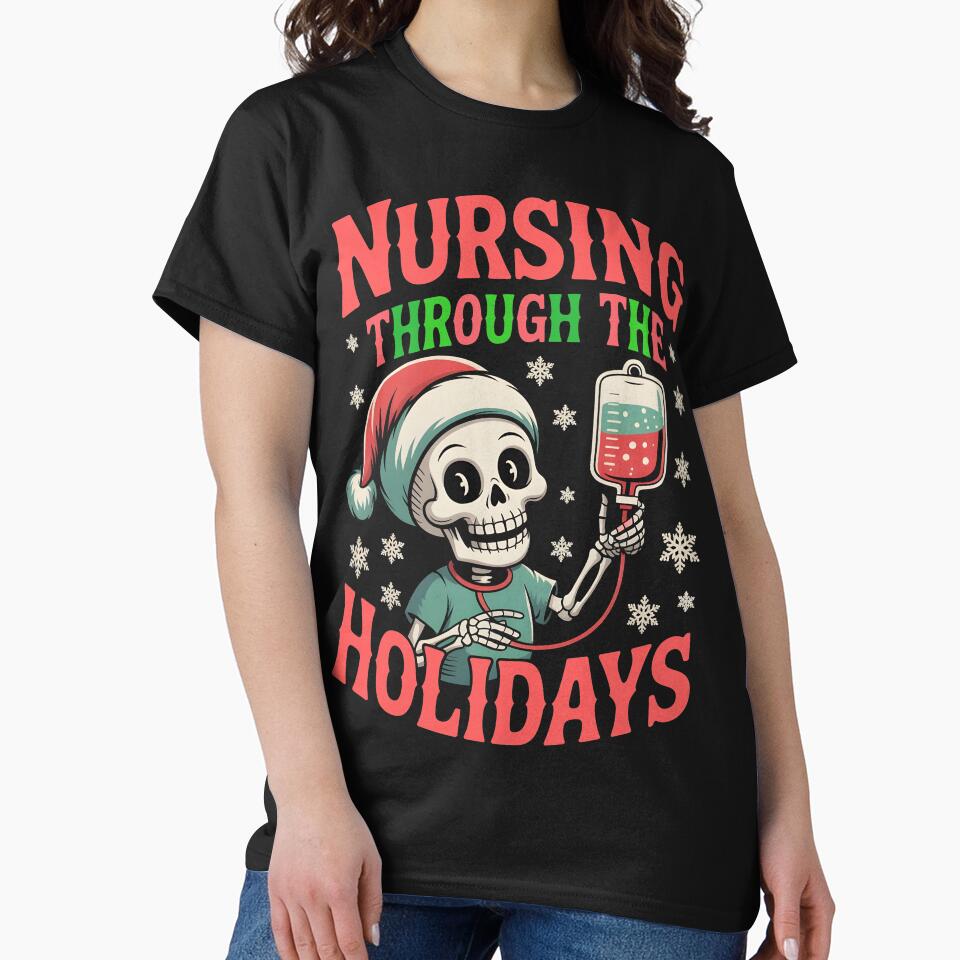 Nursing Through The Holidays – Christmas Nurse Skeleton Design by ClinicalHubs