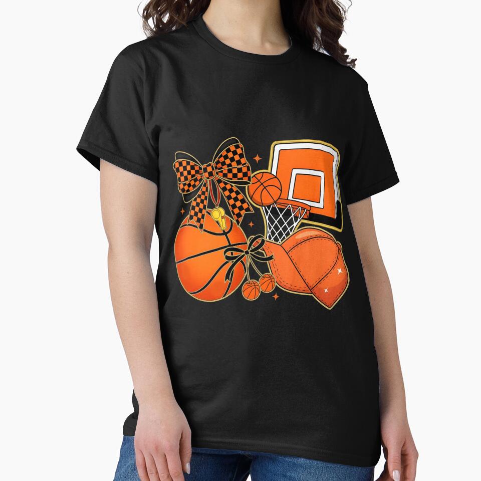 Checkered Basketball Coquette Bow Game Day Basketball by KroghDs
