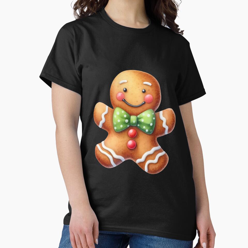 Festive Delight: Smiling Gingerbread Man Watercolor Art by aiartbay