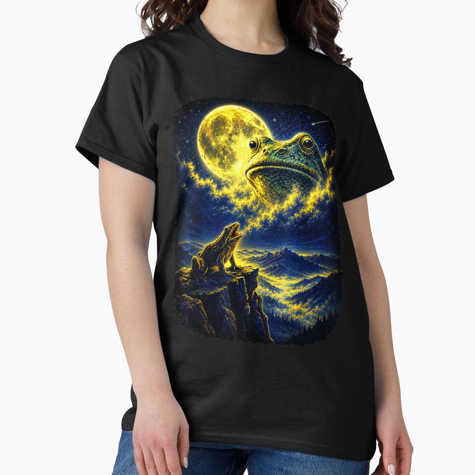Frog Howling to the Moon Retro Vintage Graphic by AddlPoolart