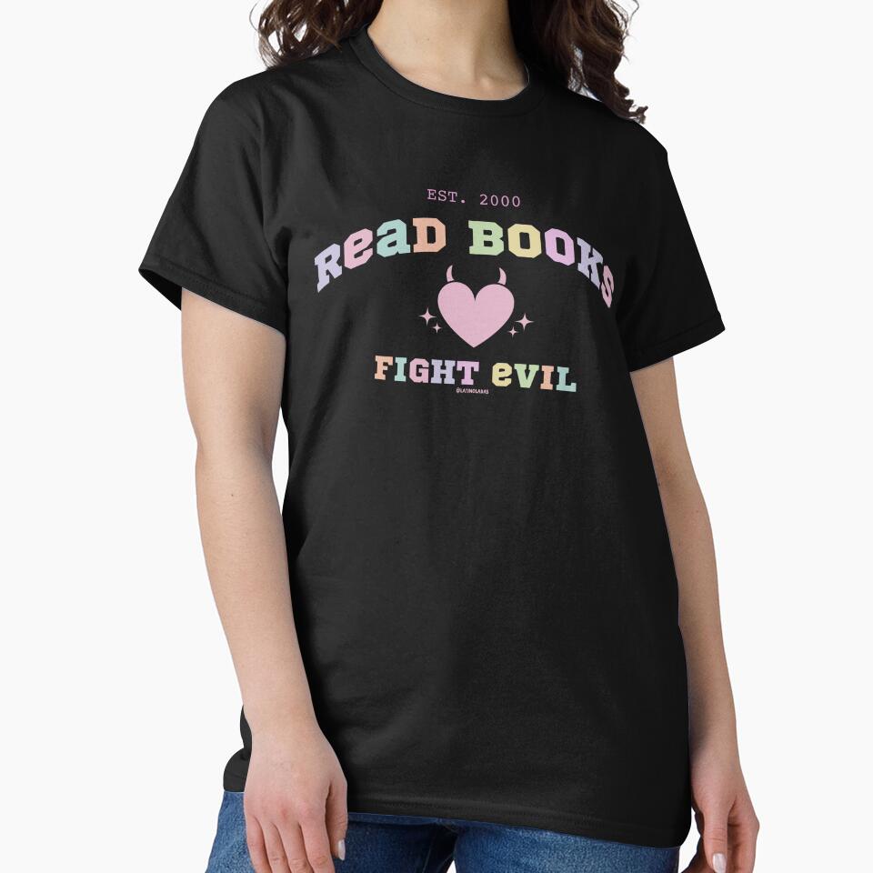 Read Books Fight Evil / Pastel Colors Cute Devil Heart Bookworm Aesthetic Bookish Quote For Kindle Lovers Tbr by Latinoladas