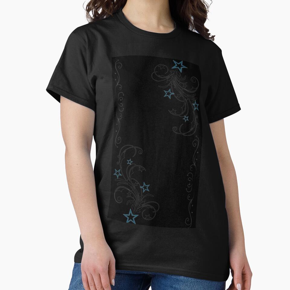 y2k black and blue vector flourish with stars by BrontesWhimsyStore