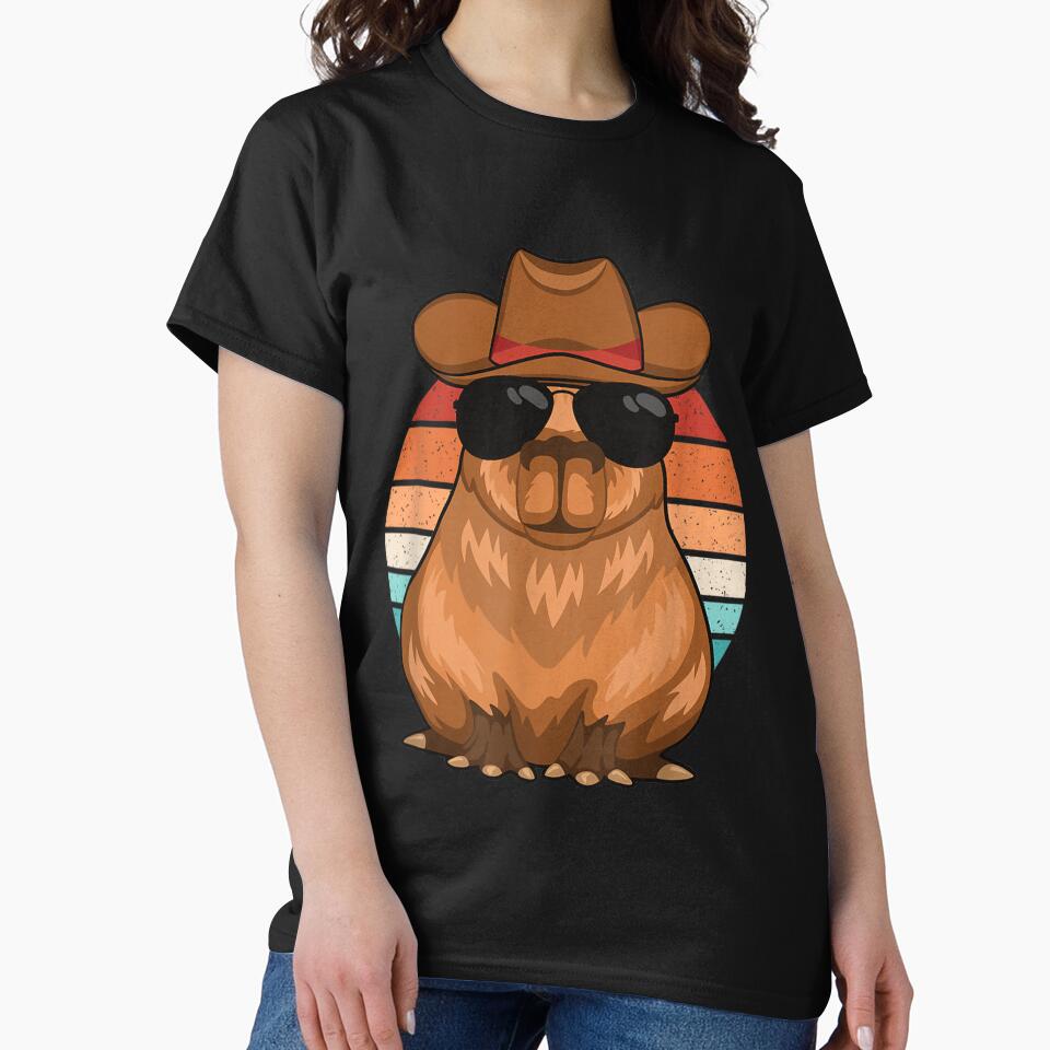 Funny Cowboy Capybara Retro Capybara Lover Men Boys Kids Art for Men Women Kids , Capybara Gift Lover by DZIRI NAJAT
