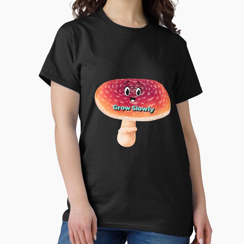 Bloom at Your Pace Cute Mushroom Sticker | Whimsical Kawaii Forest Art by Pandey14