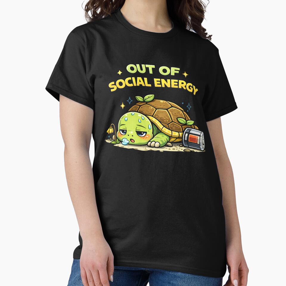 Out Of Social Energy Turtle Shirt by Papier Atelier Art