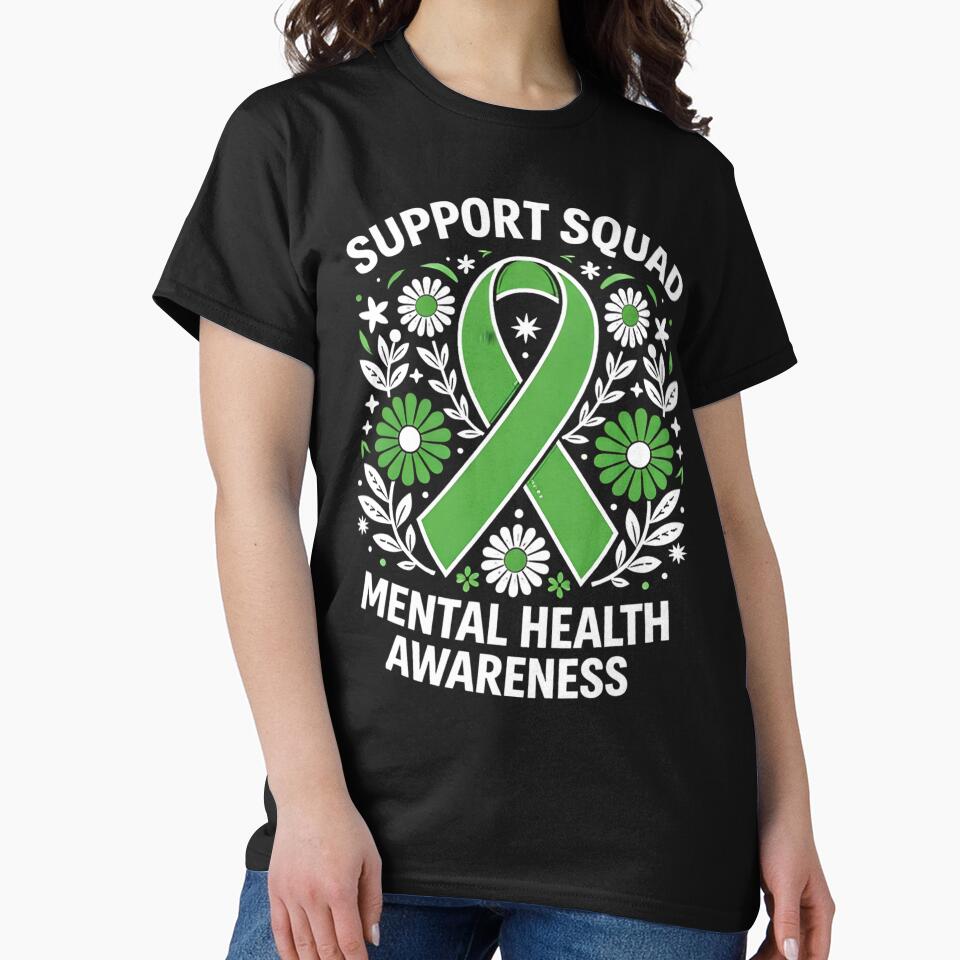 Mental Health Awareness Support Squad Green Ribbon Shirt | Anxiety Depression Awareness Tee | Mental Health Support by Artbyrome
