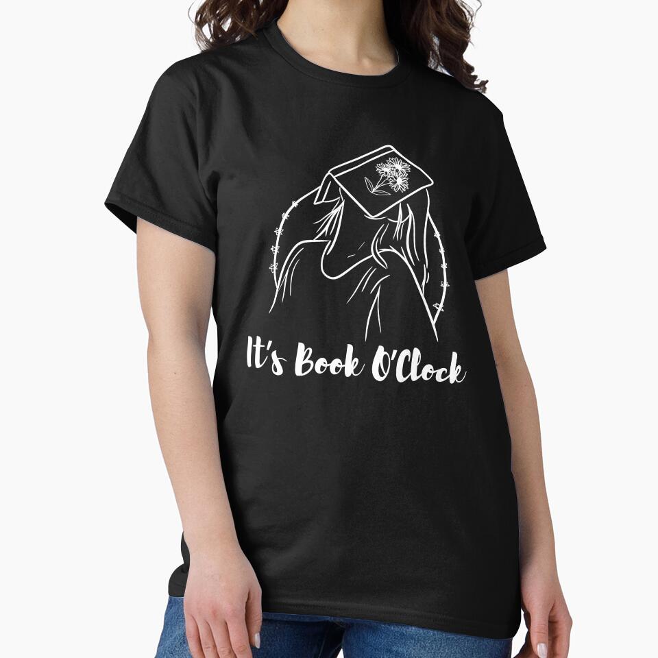 Its Book O'Clock Bookish Aesthetic Book Lover Girl Line Art by BookishSerena