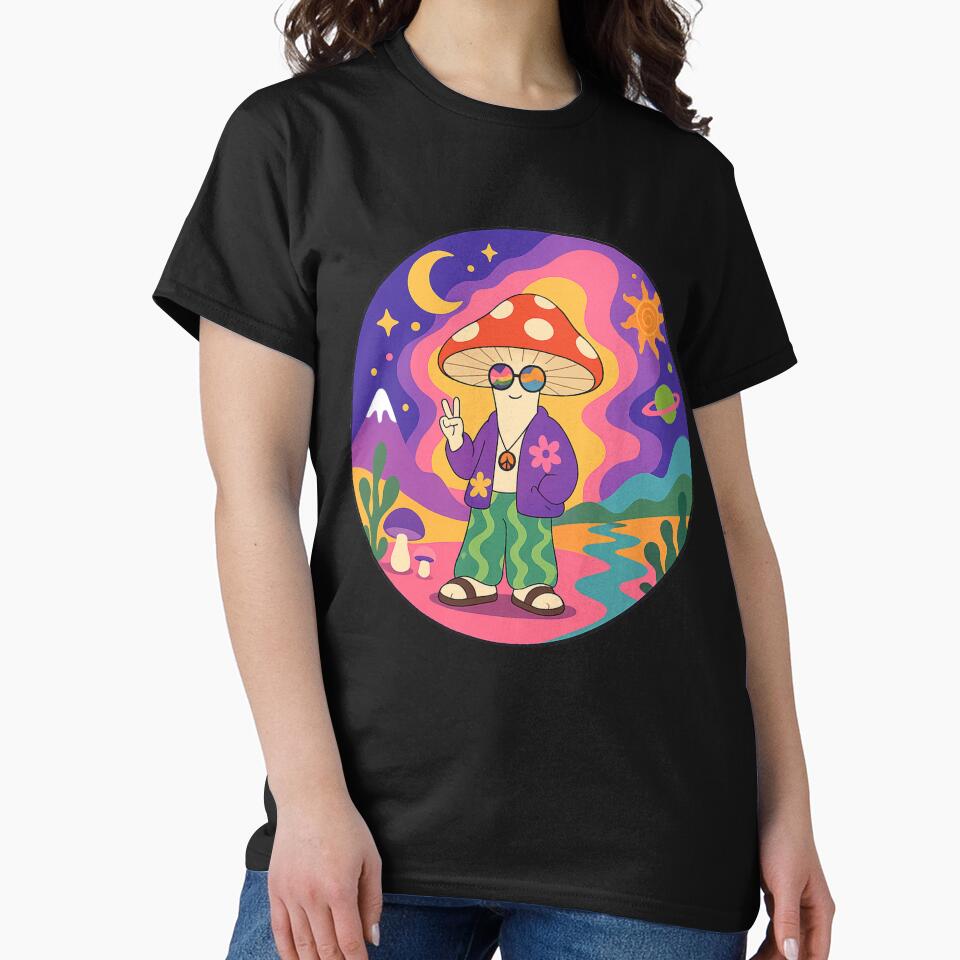 Psychedelic Mushroom Character – Trippy Hippie Shroom with Retro Cosmic Vibes by MonkeyVibe