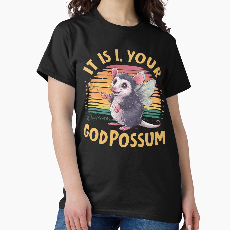 It Is I Your Fairy Godpossum – Retro Vintage Opossum Sunset Design by CyfroweMysli