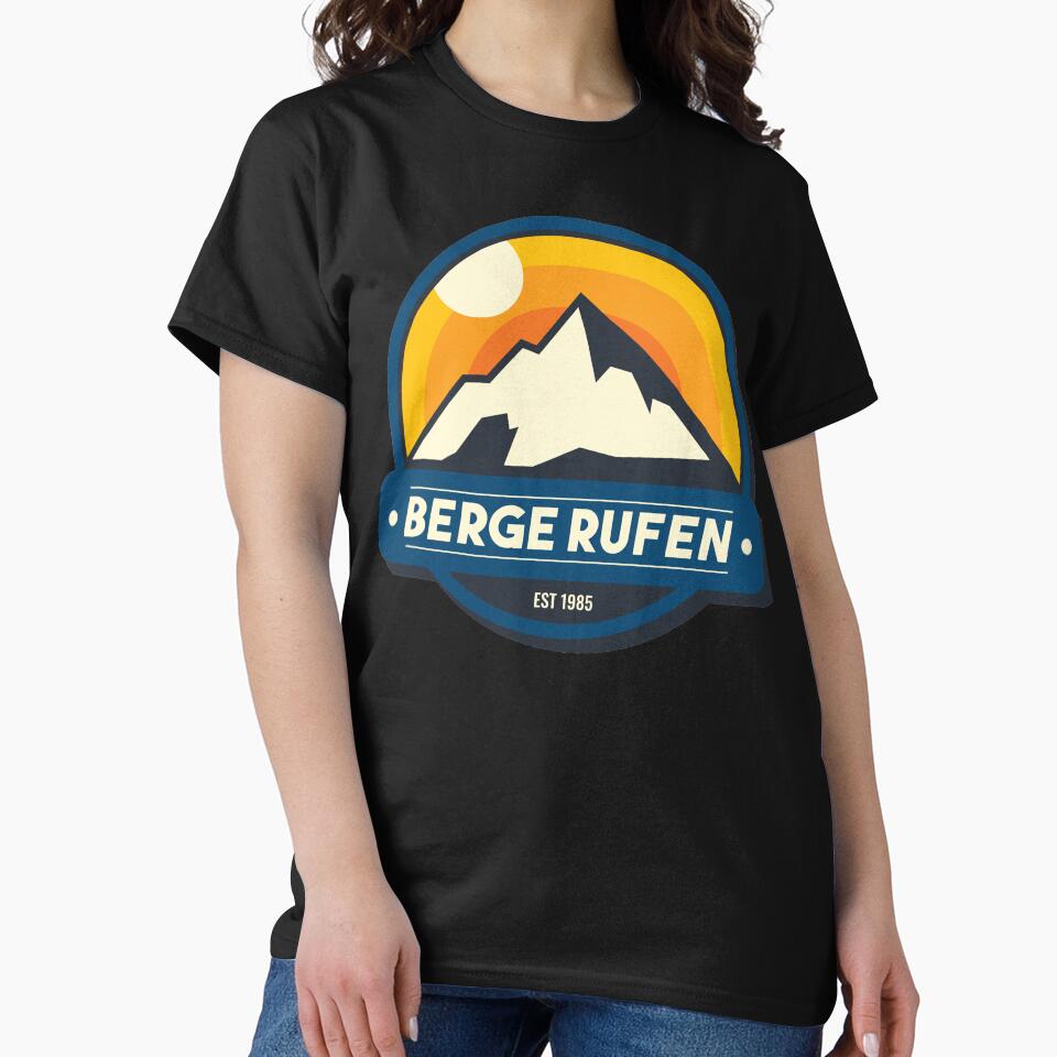 Mountains are calling | German hiking | Black hiking t-shirt by Ainbowz-Artwork