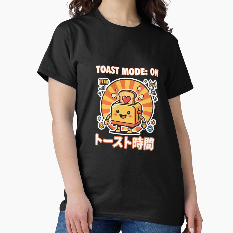 Toast Mode: On" Kawaii Toaster Robot Retro Japanese Graphic by artistastshirt