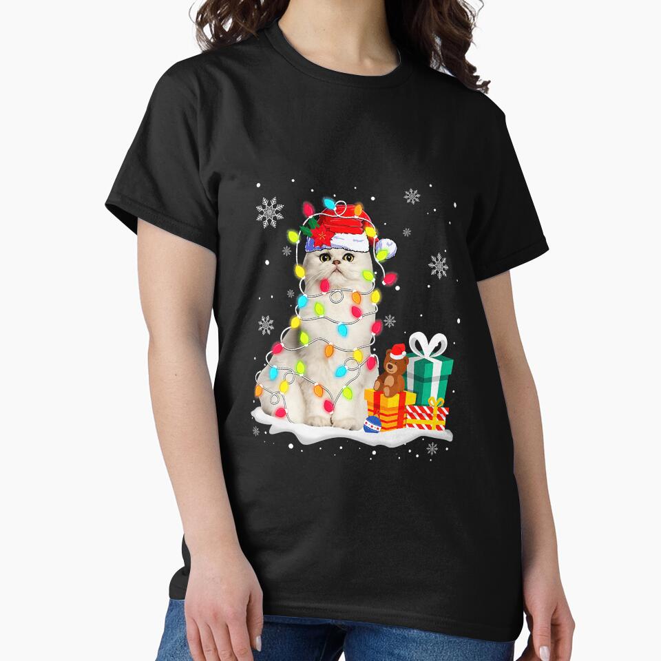 Funny Persian Christmas Light Cat Dad by atalia8932