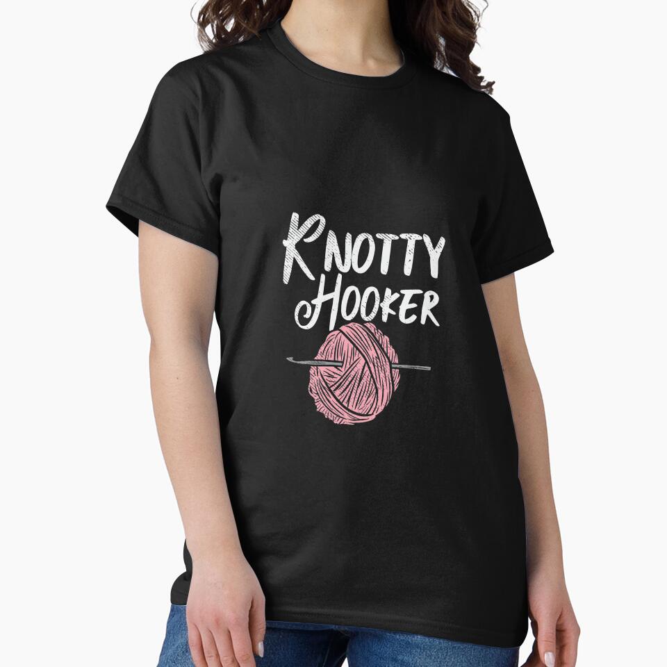 Knotty Hooker Funny Crocheting Knitting Gift by Pubi