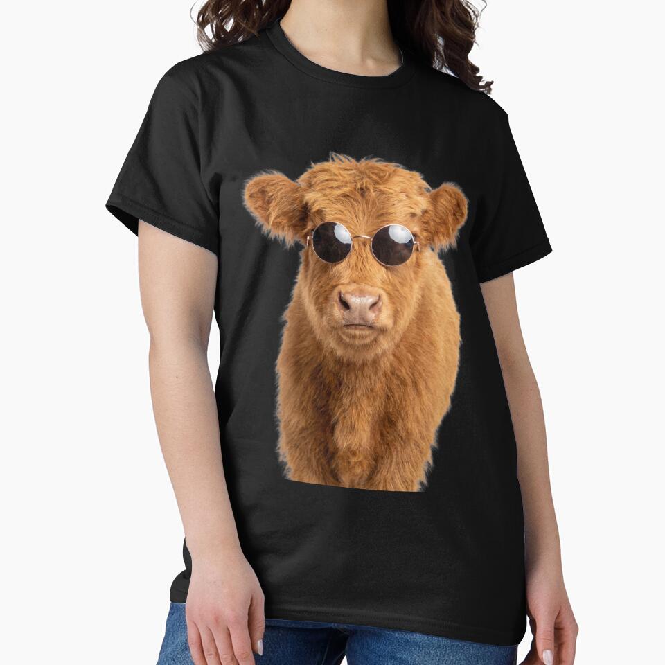 Cute Baby Highland Cow Wearing Sunglasses Funny by RareLavender
