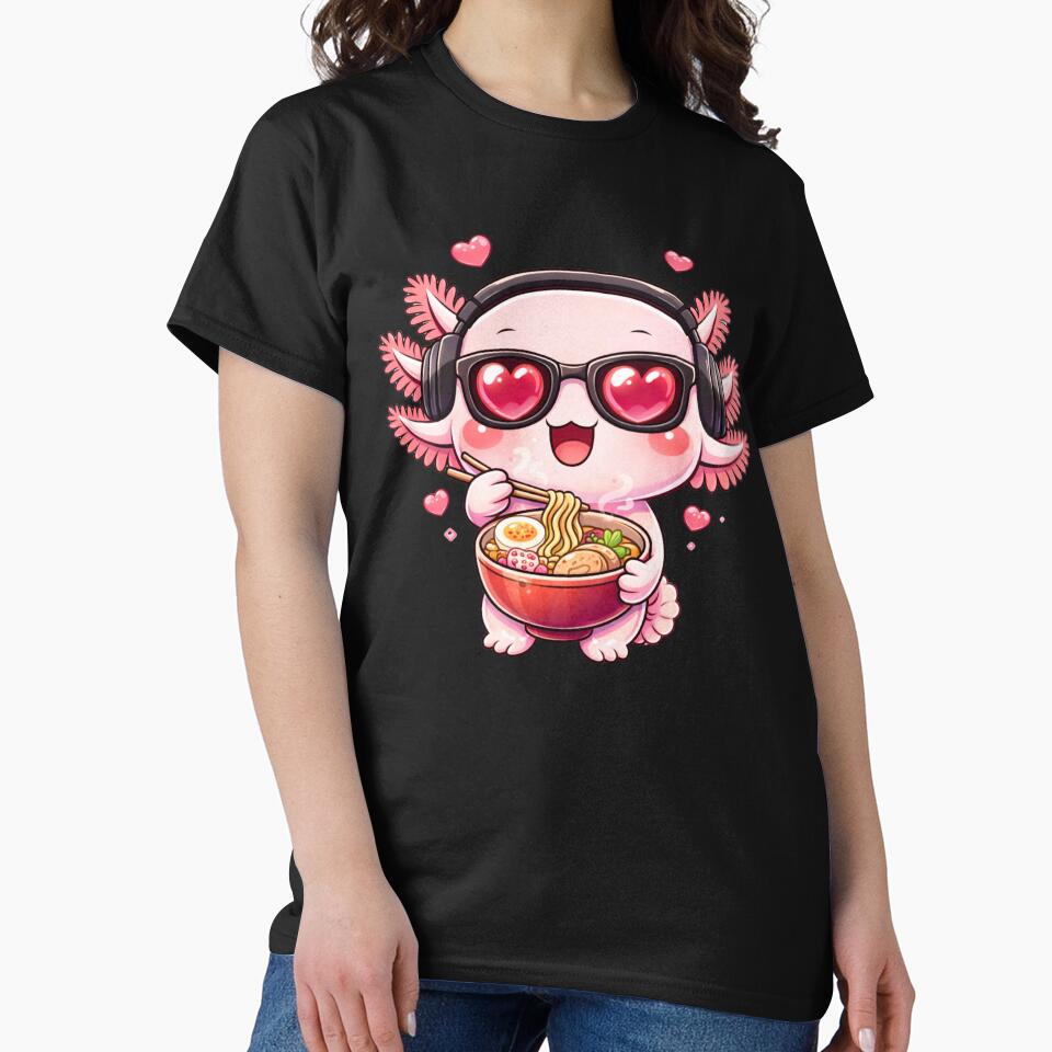 Ramen Love Axolotl – Cute Kawaii Axolotl Eating Ramen Anime Food Lover Design by ColorSplash123