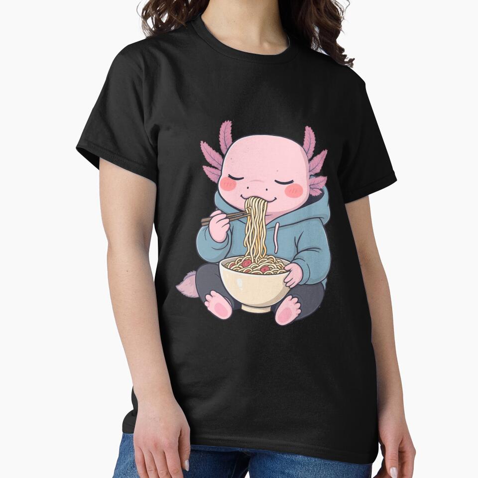 Lo-Fi Axolotl Eating Noodles – Calm Chill Aesthetic Illustration by ColorSplash123