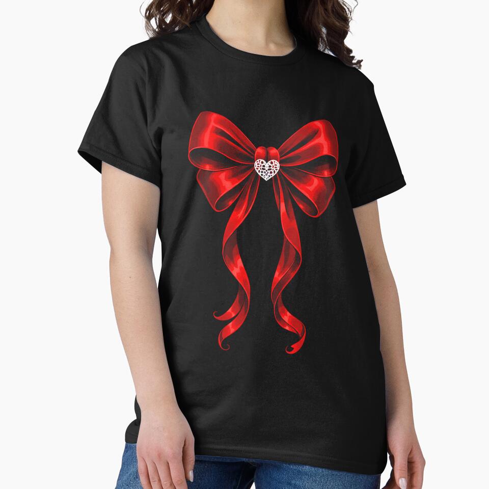 Coquette Bow Aesthetic Red Ribbon Heart Valentines Day Girls by clothesy7