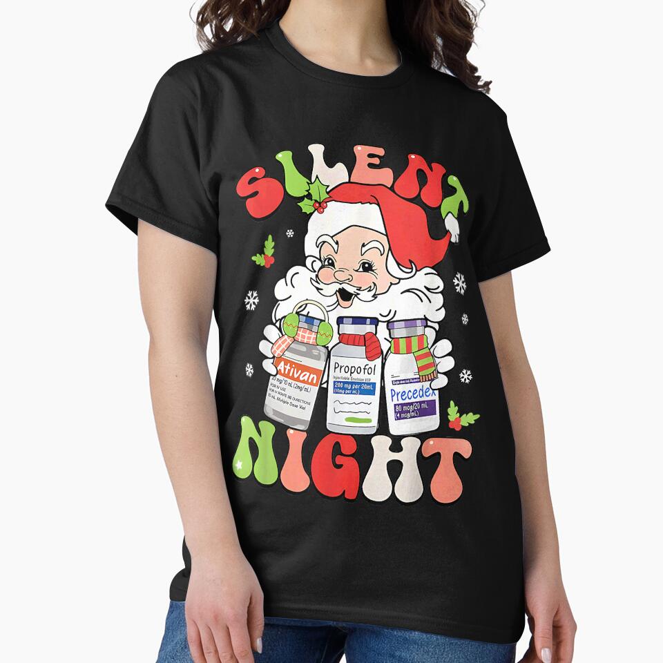 Silent Night Christmas Sweatshirt, Retro ICU Nurse Shirt, Santa's Helpers Anesthesiologist CRNA Sweater, Holiday Nurse Gift, Christmas Gifts by leonelxiao