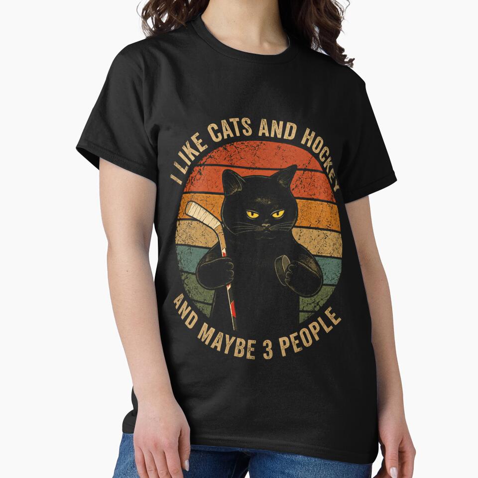 I Like Cats And Hockey And Maybe 3 People Introvert Cat Lover Hockey Humor by SkeletonsDanger