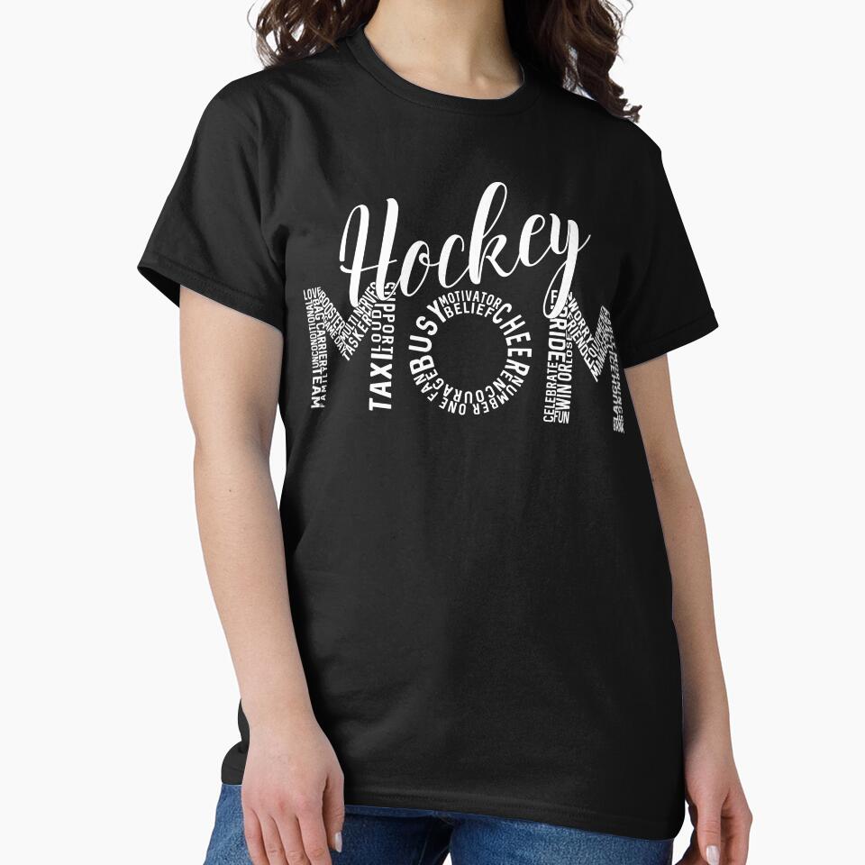 Hockey Mom Word Art (version for dark apparel) by gamefacegear