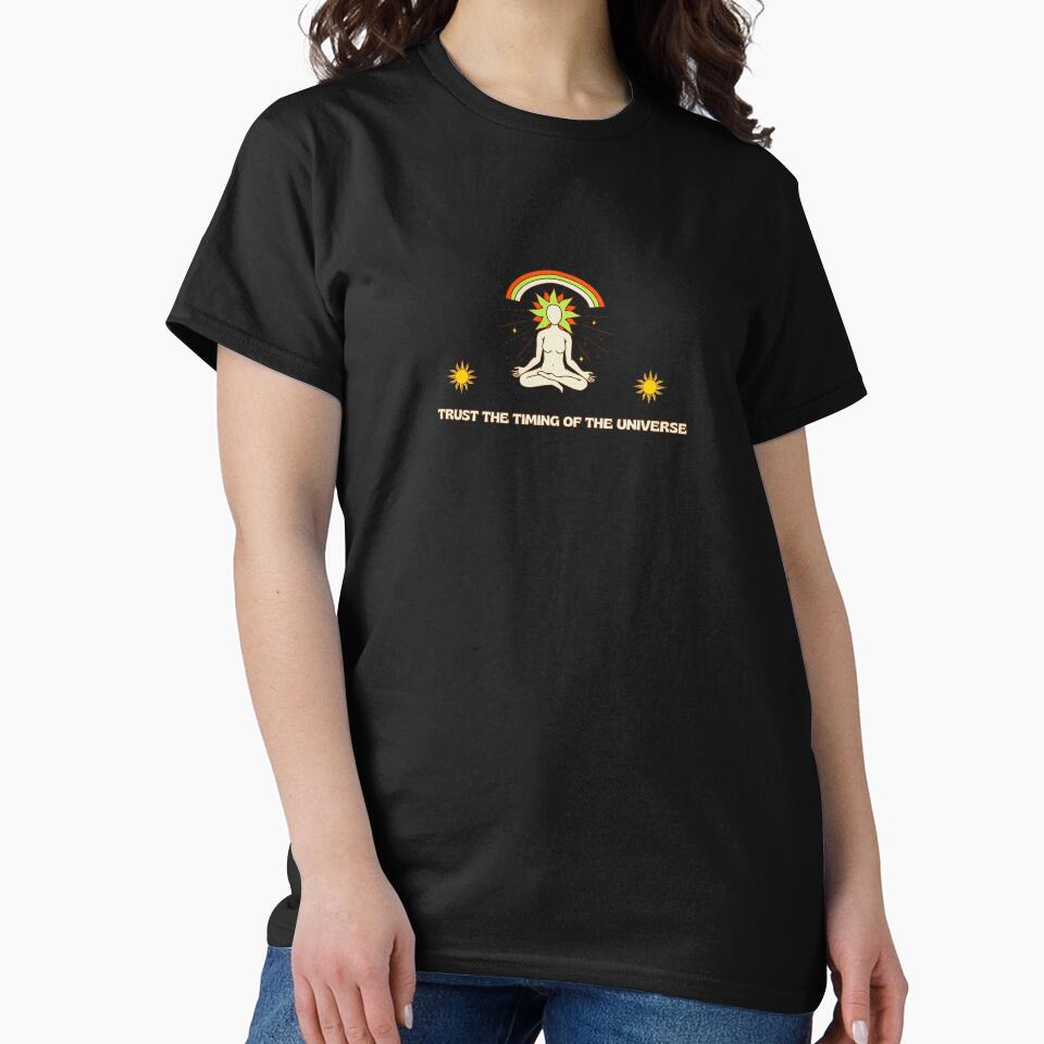 Trust The Timing Of The Universe Quote - Vintage Meditation Design by thazinart