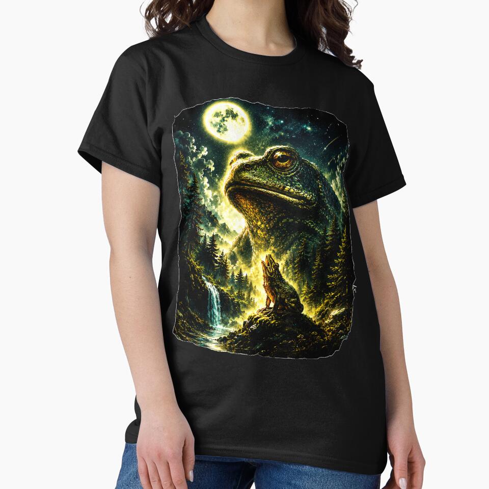 Funny Graphic Frog Howling to the Moon Retro Vintage by AddlPoolart