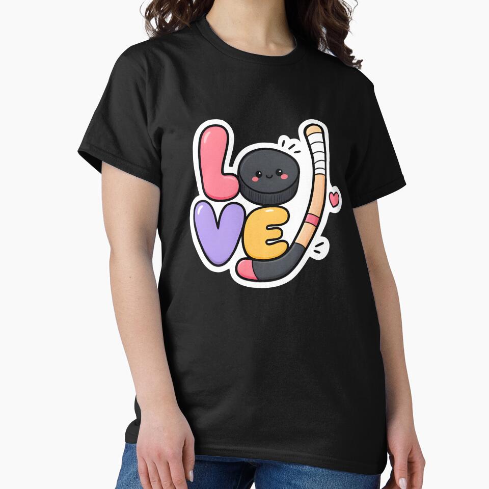 Cute Kawaii Love Hockey Stick And Puck Sports Sticker by FestivityFinds