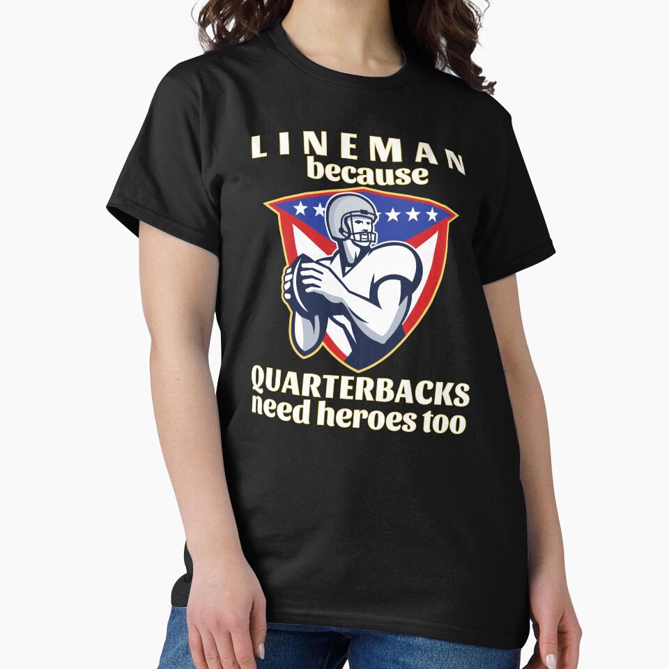 Lineman Because Quarterbacks Need Heroes Too (White Text w/ Yellow Outline) - American Football by CaitU