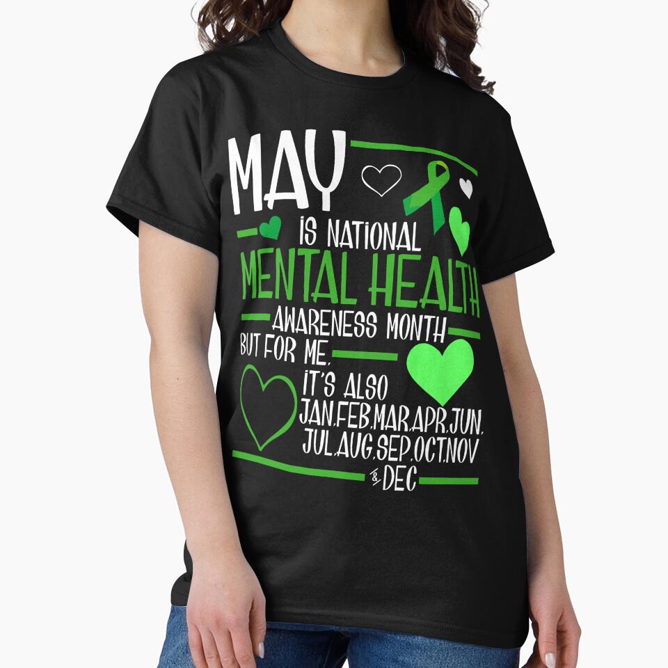 in May We Wear Green Mental Health Awareness Month Ribbon by dianerobertsss