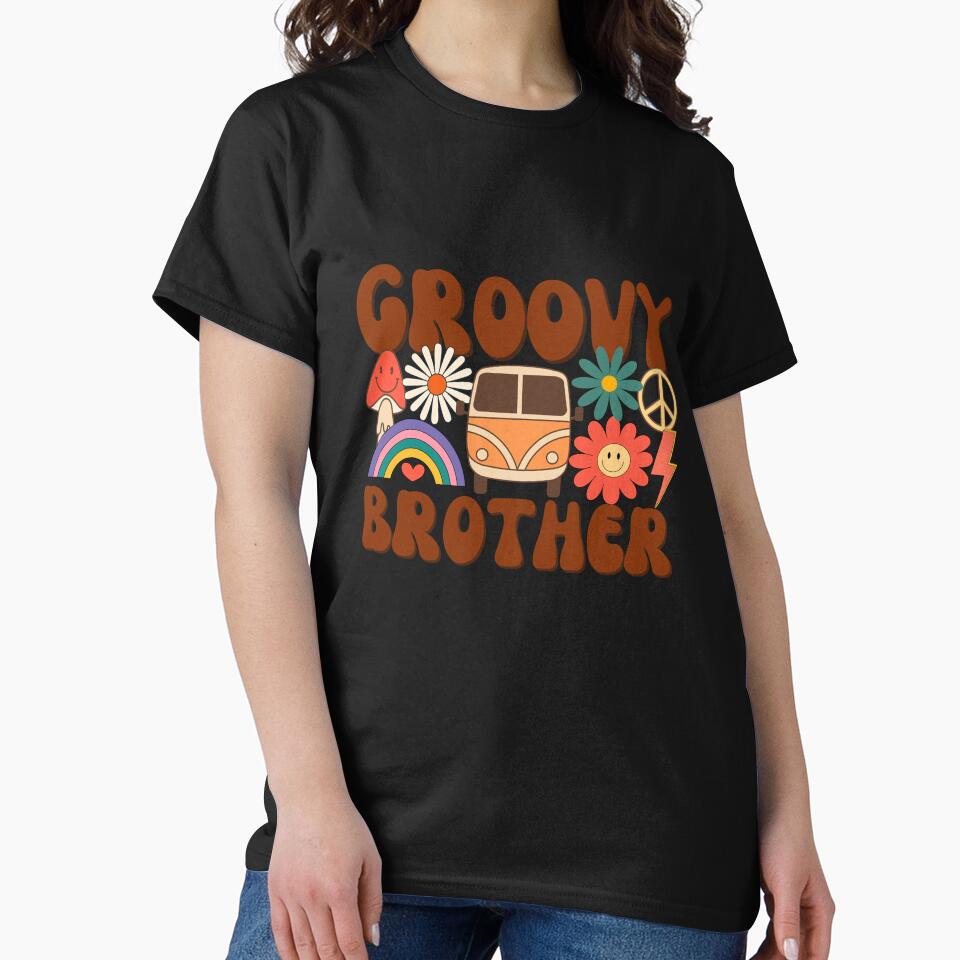 Retro Groovy 60s 70s Brother Matching Family Birthday Party Vintage T-Shirt by AUAINO