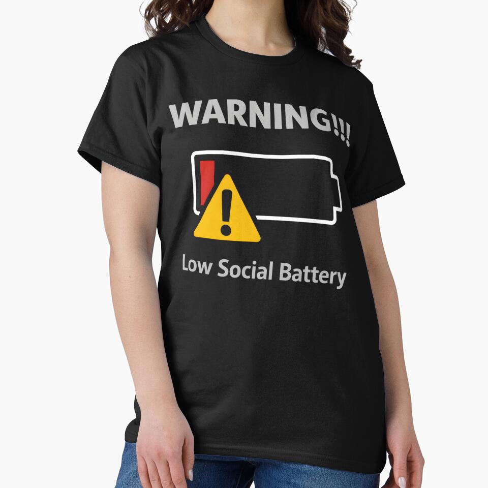 Warning Low Social Battery Introvert Socially Drained Funny Low Battery Humor Design Retro Vintage by Artbyrome