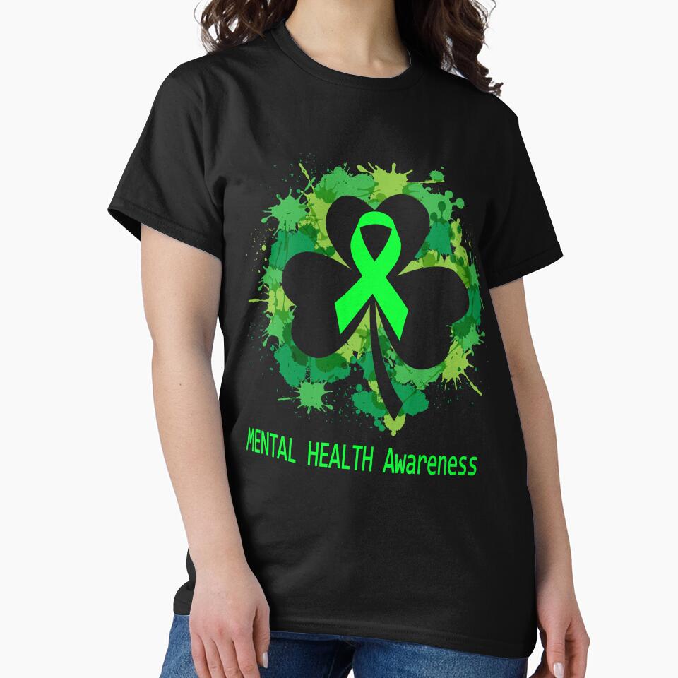 MENTAL HEALTH Awareness Clover Ribbon Happy Patricks Day Support MENTAL HEALTH Warrior Gifts by Tammyilaria