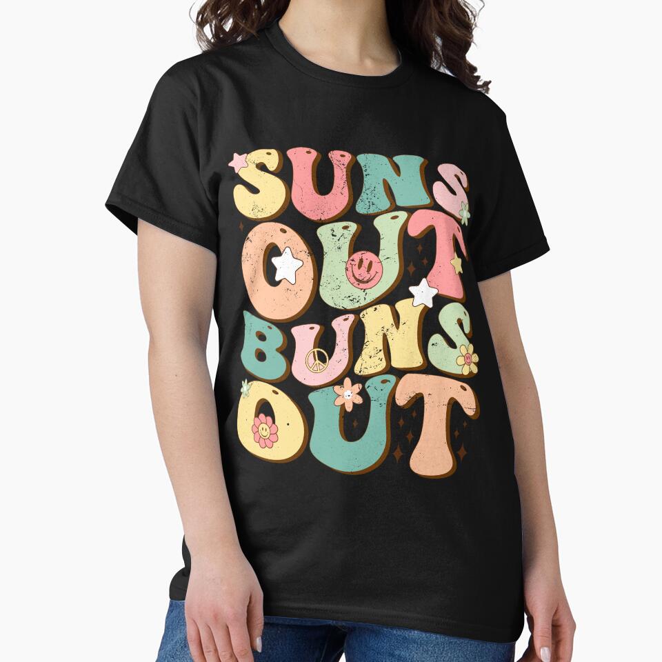 Suns Out Buns Out Vintage Summer Vibes Groovy by Jungle Hub