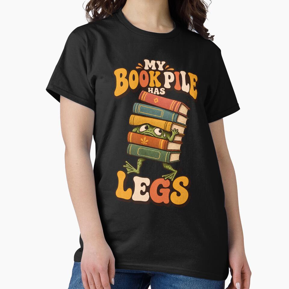 My Book Pile Has Legs – Funny Frog Book Lover by Bawek85Designs