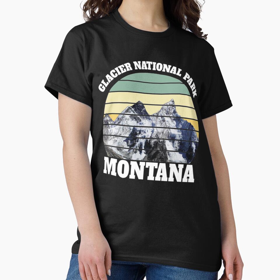 Glacier National Park Vintage Mountains Tshirt by Clavitaps