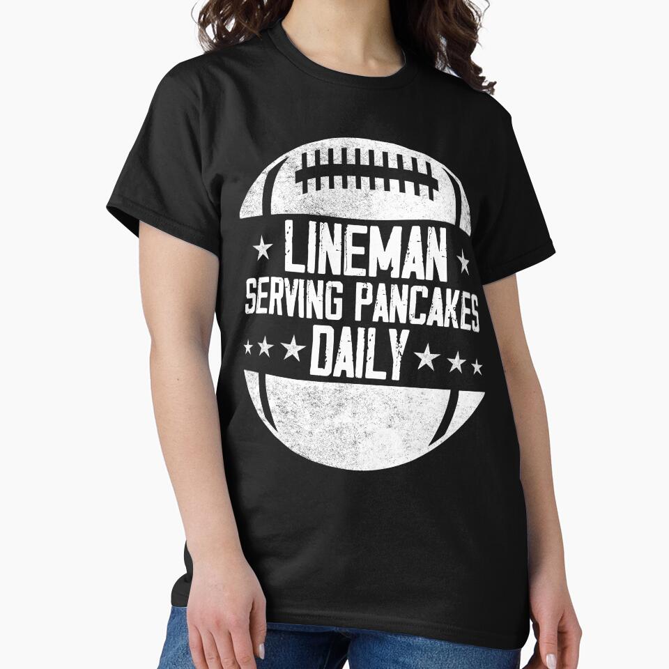 Mens Lineman Serving Pancakes Daily Football Offensive Lineman by BobbieLane