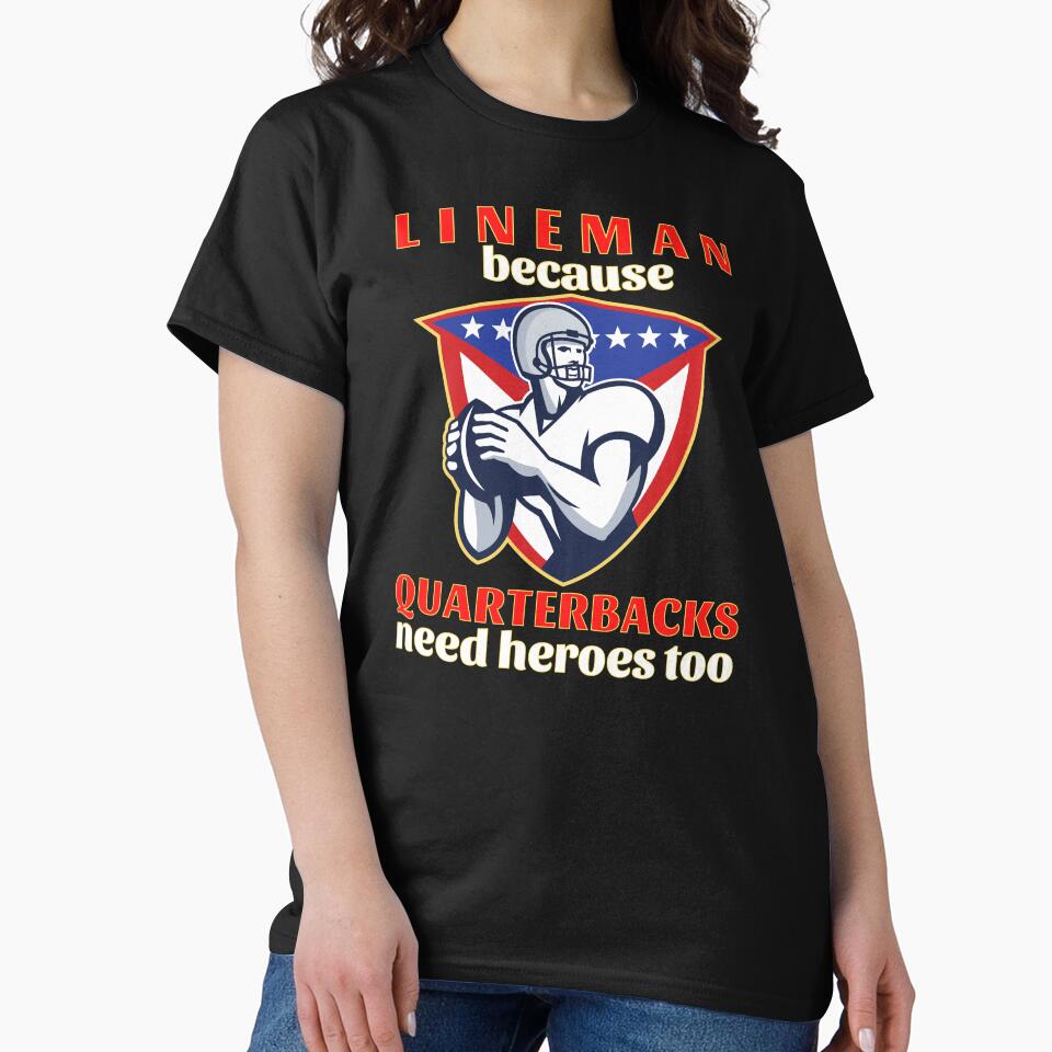 Lineman Because Quarterbacks Need Heroes Too (Red Text w/ Yellow Outline) - American Football by CaitU