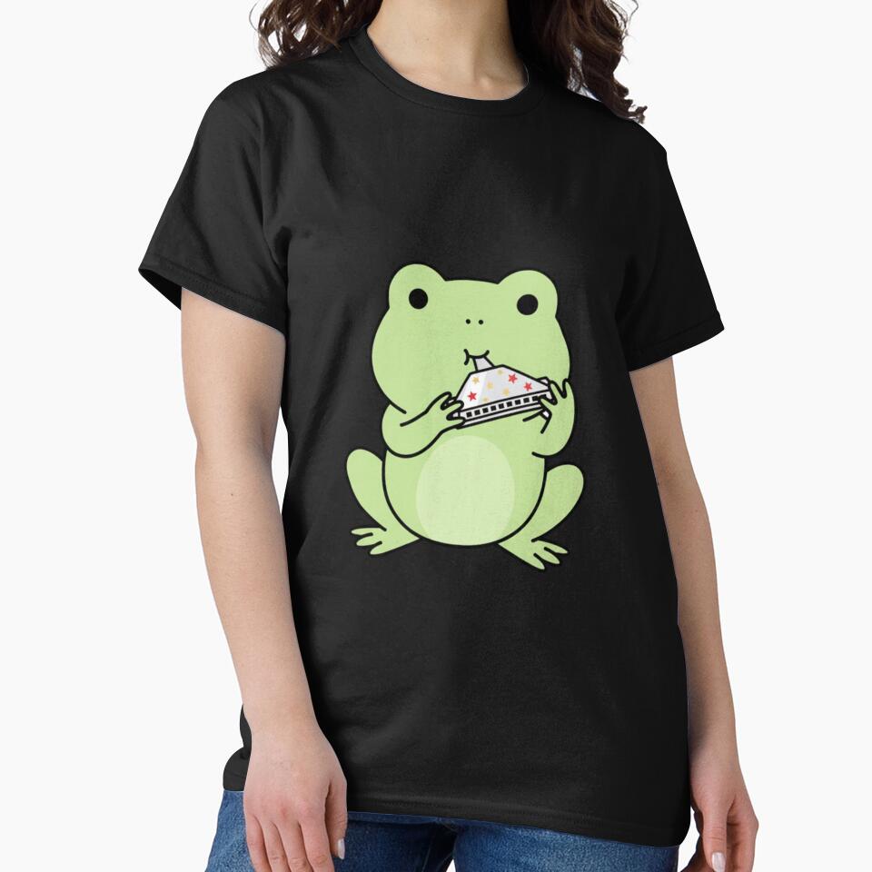 Cute Pastel Frog Playing Harmonica – Simple Christmas Kawaii Design by ColorSplash123