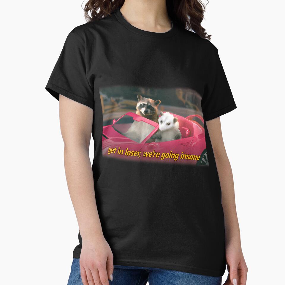 Get In Loser We'Re Going Insane Raccoon Possum Word Art - Film Quote Version by Kaleighcormack