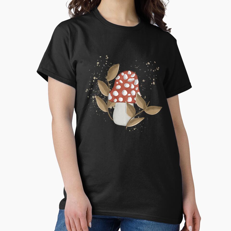 Mushroom with leaves Illustration / digital art / nature fungi design by Dreamsbyher