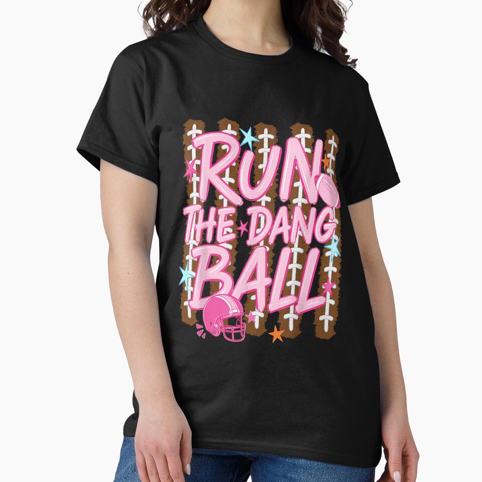 Run The Dang Ball Pink Football Sports Mom Cute Aesthetic Design by RuthLangmoreSH