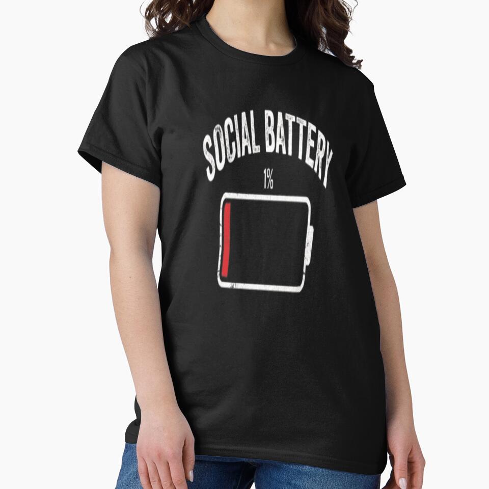 Social Battery 1% Low Energy Funny Introvert Graphic by ZChrome