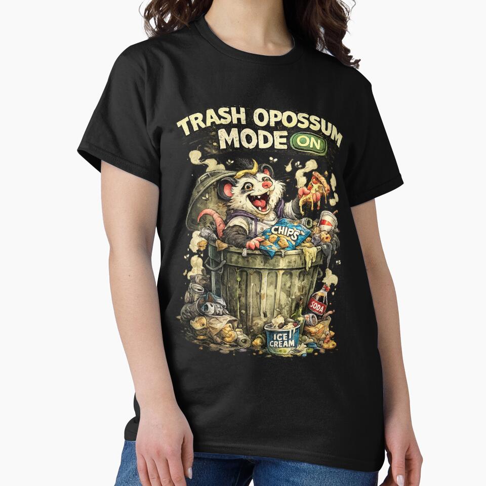 Trash Opossum Mode On – Funny Garbage Animal Meme Shirt by Clothes With Smiling Animals Walt Gral