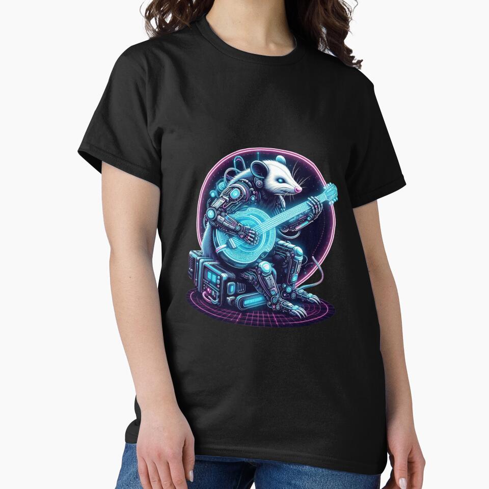 Funny Opossum Playing Banjo Shirt. by zingbing