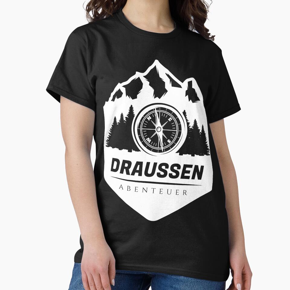 Outdoor adventure | German hiking | black hiking t-shirt by Ainbowz-Artwork